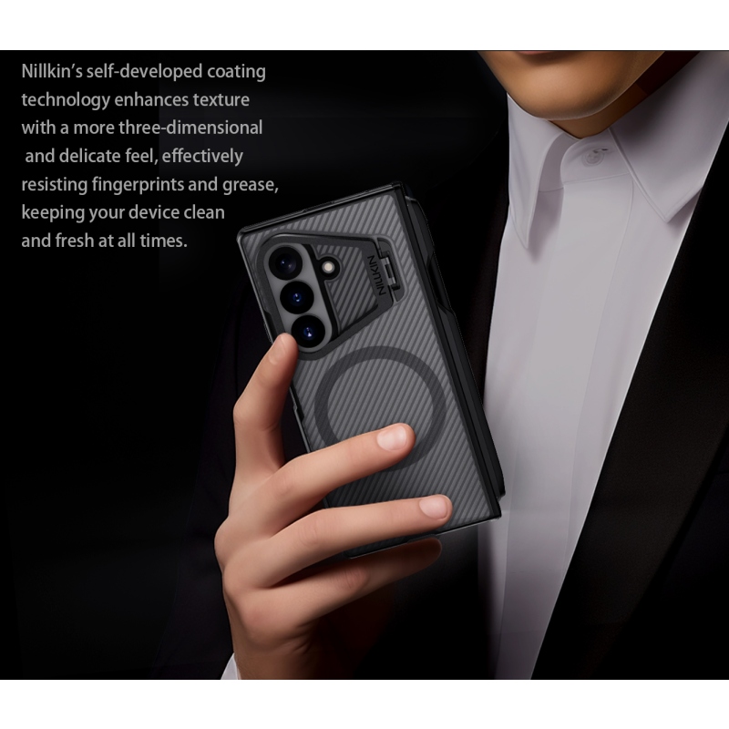 Nillkin CamShield Prop Magnetic Pen Slot (Transp. Lens) Zadný kryt pre Samsung Galaxy Z Fold 8 Ultra, priehľadný, čierny