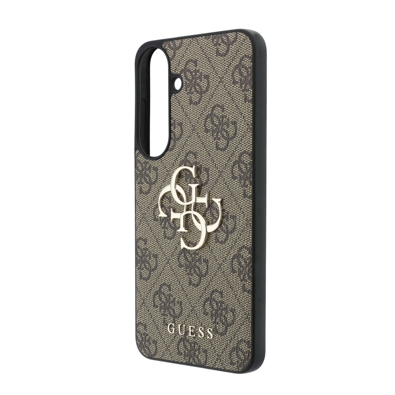 Guess PU 4G Metal Logo zadný kryt pre Samsung Galaxy S26 FE, hnedý