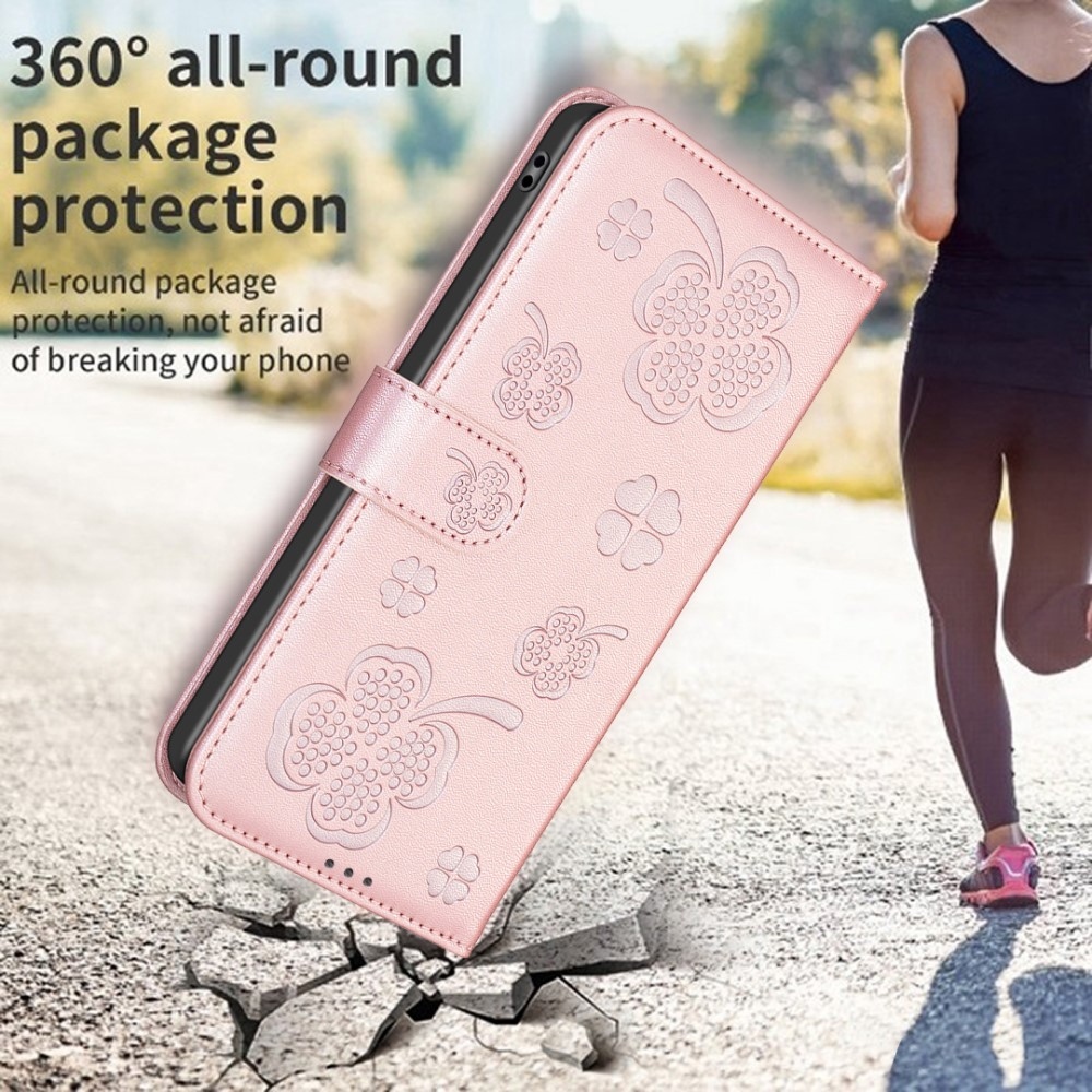 Clover knižkové púzdro na Samsung Galaxy S25 Edge - ružovozlaté