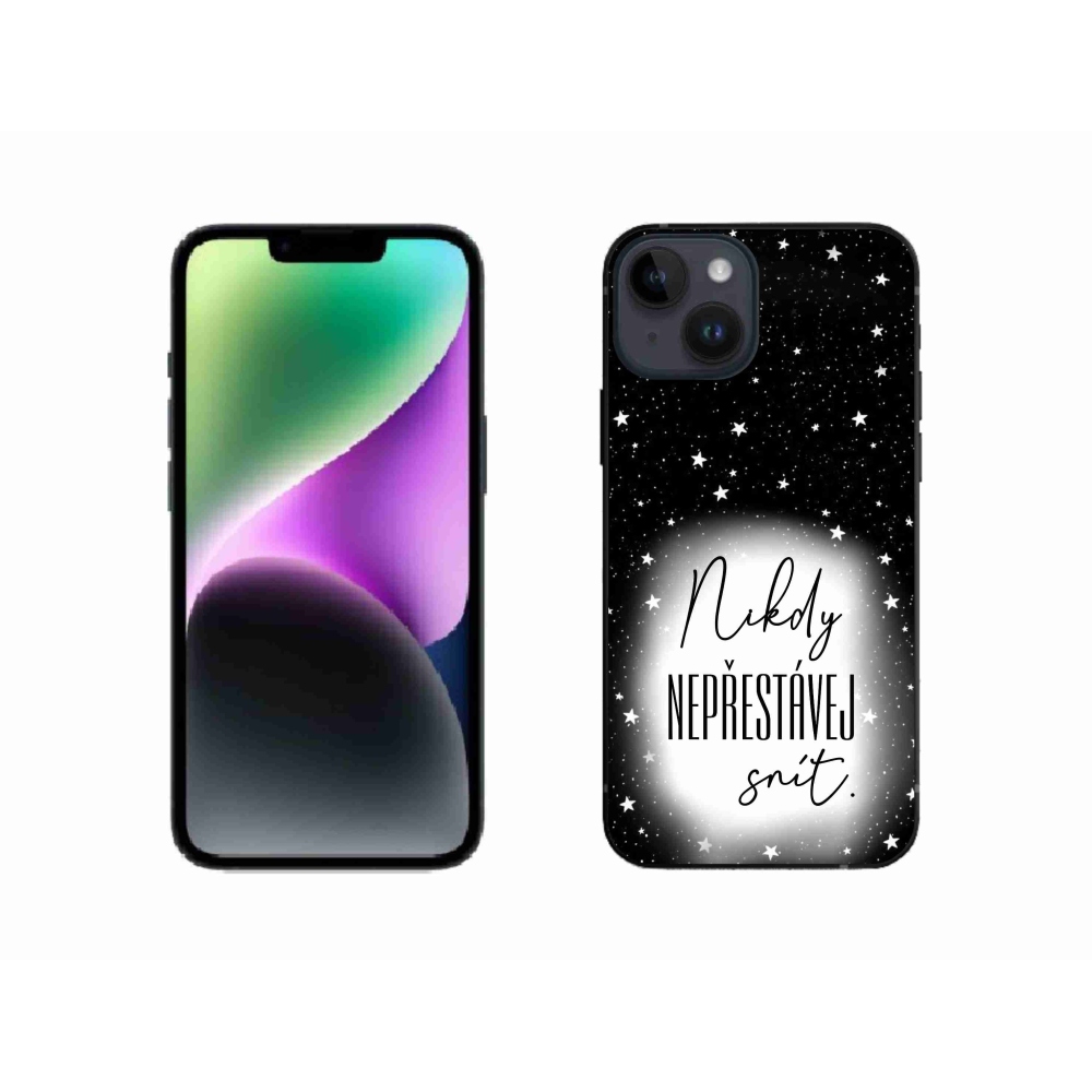 Gélový kryt mmCase na iPhone 14 - citát 1 bieločierne pozadie