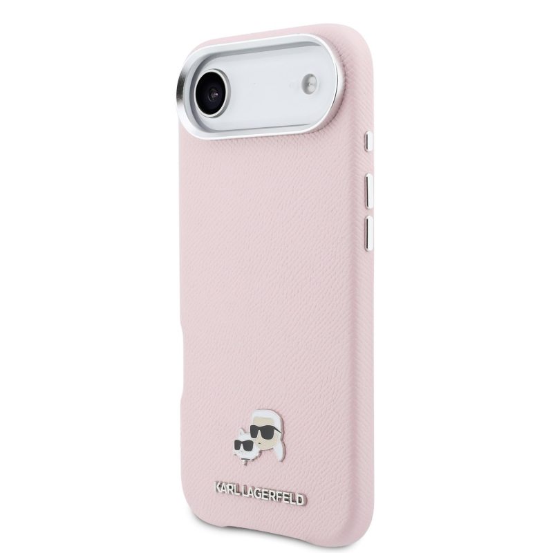 Karl Lagerfeld PU Karl and Choupette Heads Pins MagSafe zadný kryt pre iPhone Air ružový