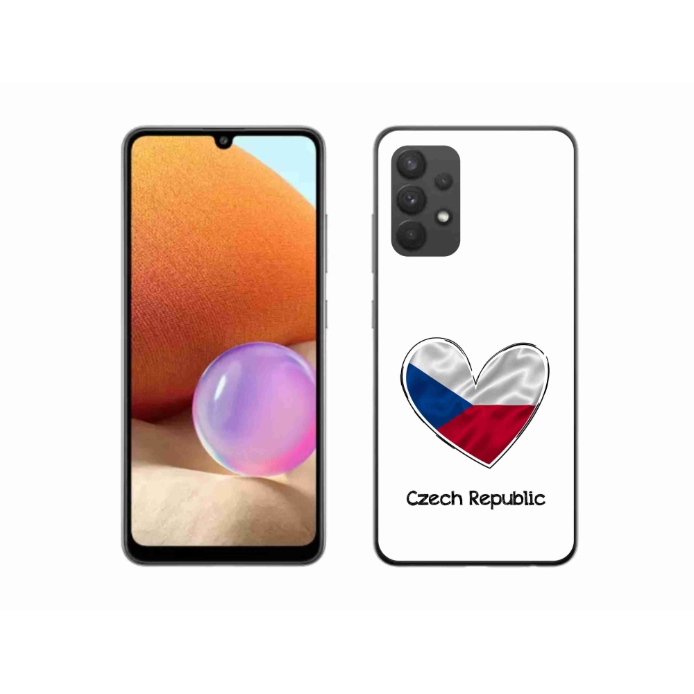 Gelový kryt mmCase na Samsung Galaxy A32 4G - vlajka srdce bílé pozadí