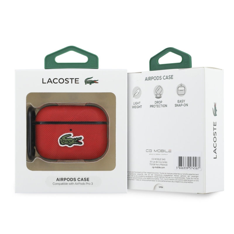 Lacoste Petit Pique Croc Logo Patch Puzdro pre AirPods Pro 3 Red
