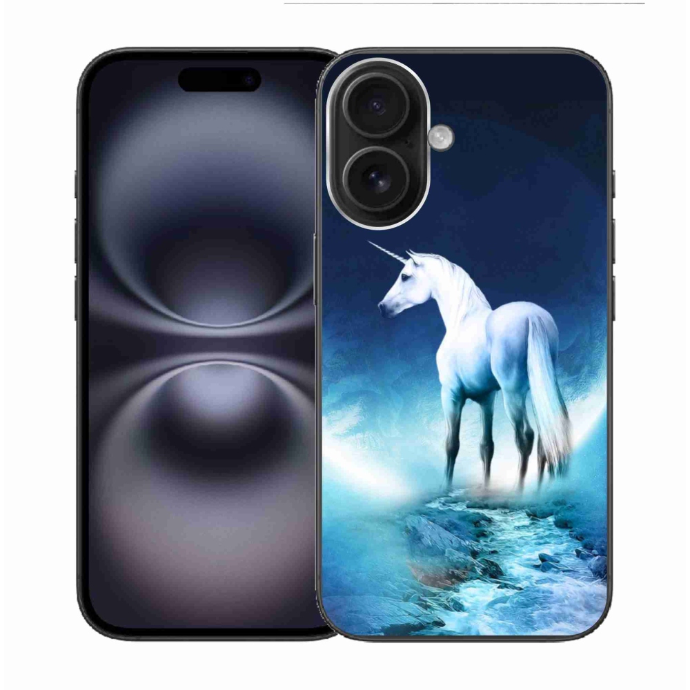 Gélový kryt mmCase na iPhone 16 - biely jednorožec