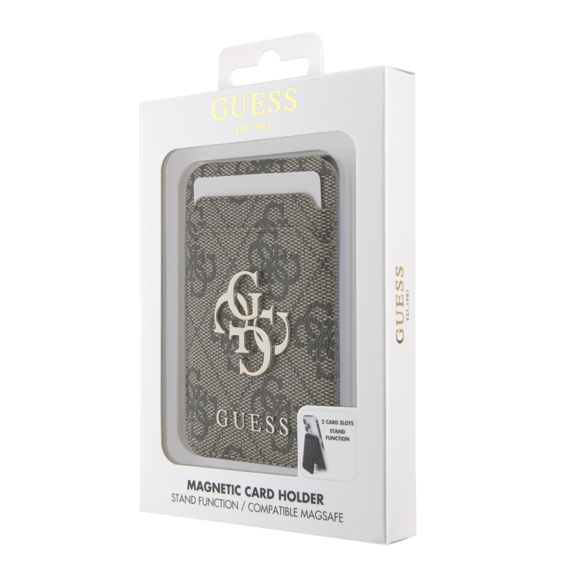 Guess 4G Metal Logo MagSafe Cardslot Peňaženka so Stojanom Brown