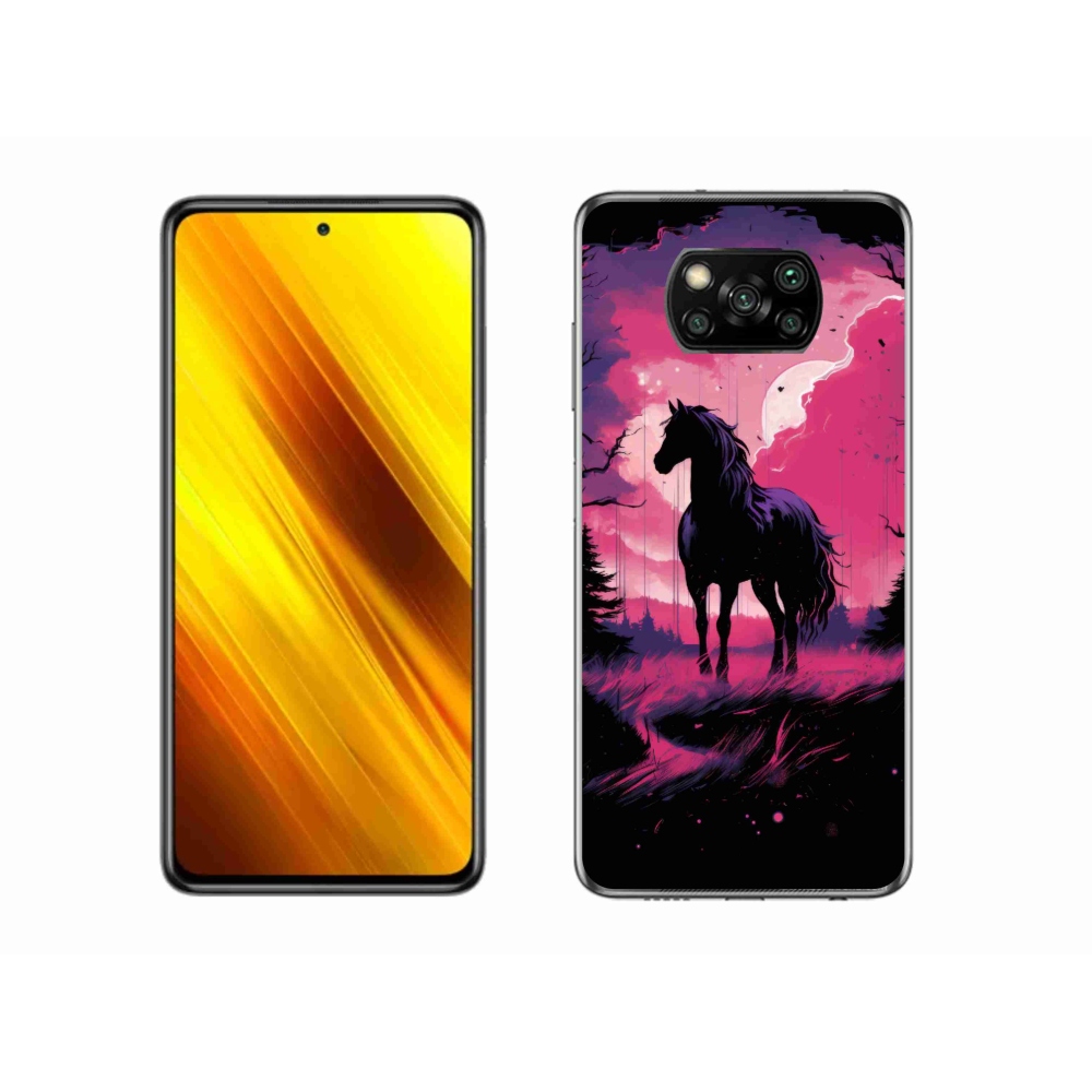 Gélový kryt mmCase na Xiaomi Poco X3 Pro - čierny kreslený kôň 1