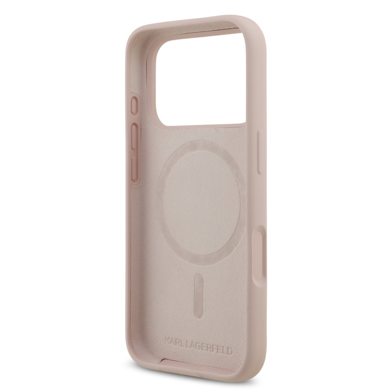 Karl Lagerfeld Liquid Silicone Double Heads MagSafe zadný kryt pre iPhone 17 Pro Pink