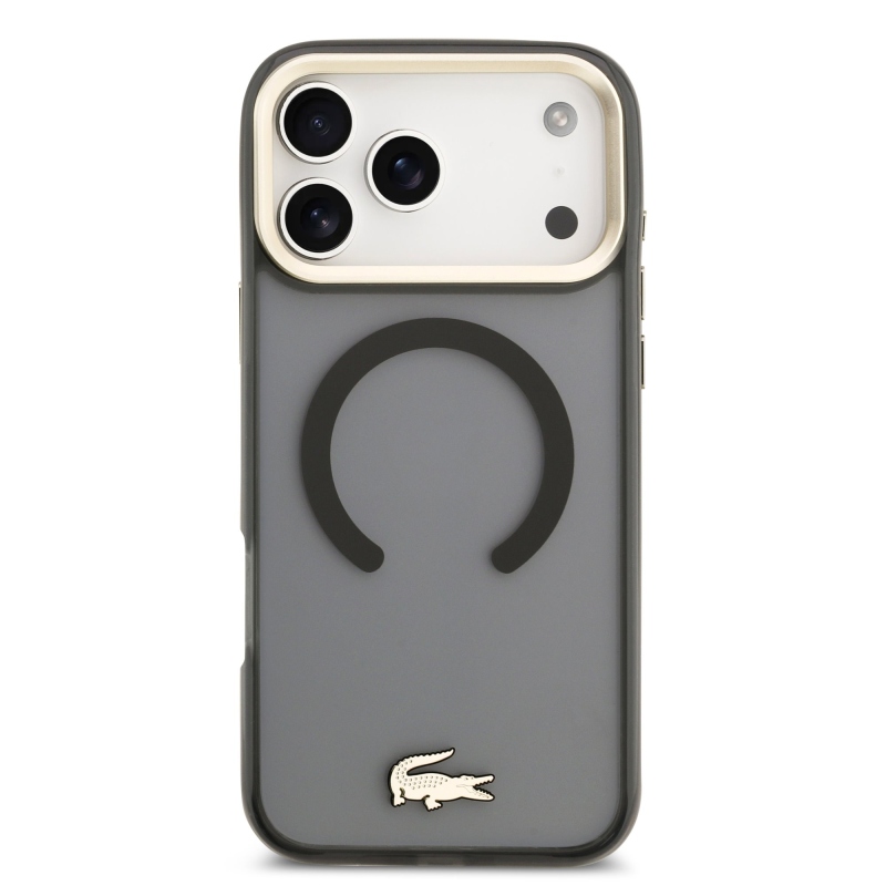 Lacoste PC/TPU matný povrch Gold Logo MagSafe zadný kryt pre iPhone 17 Pro Max Black