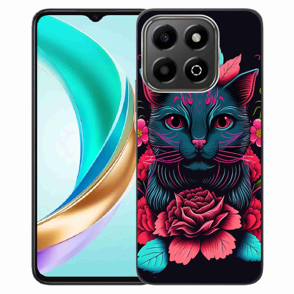 Gélový kryt mmCase na Honor X6b - kvety a mačka