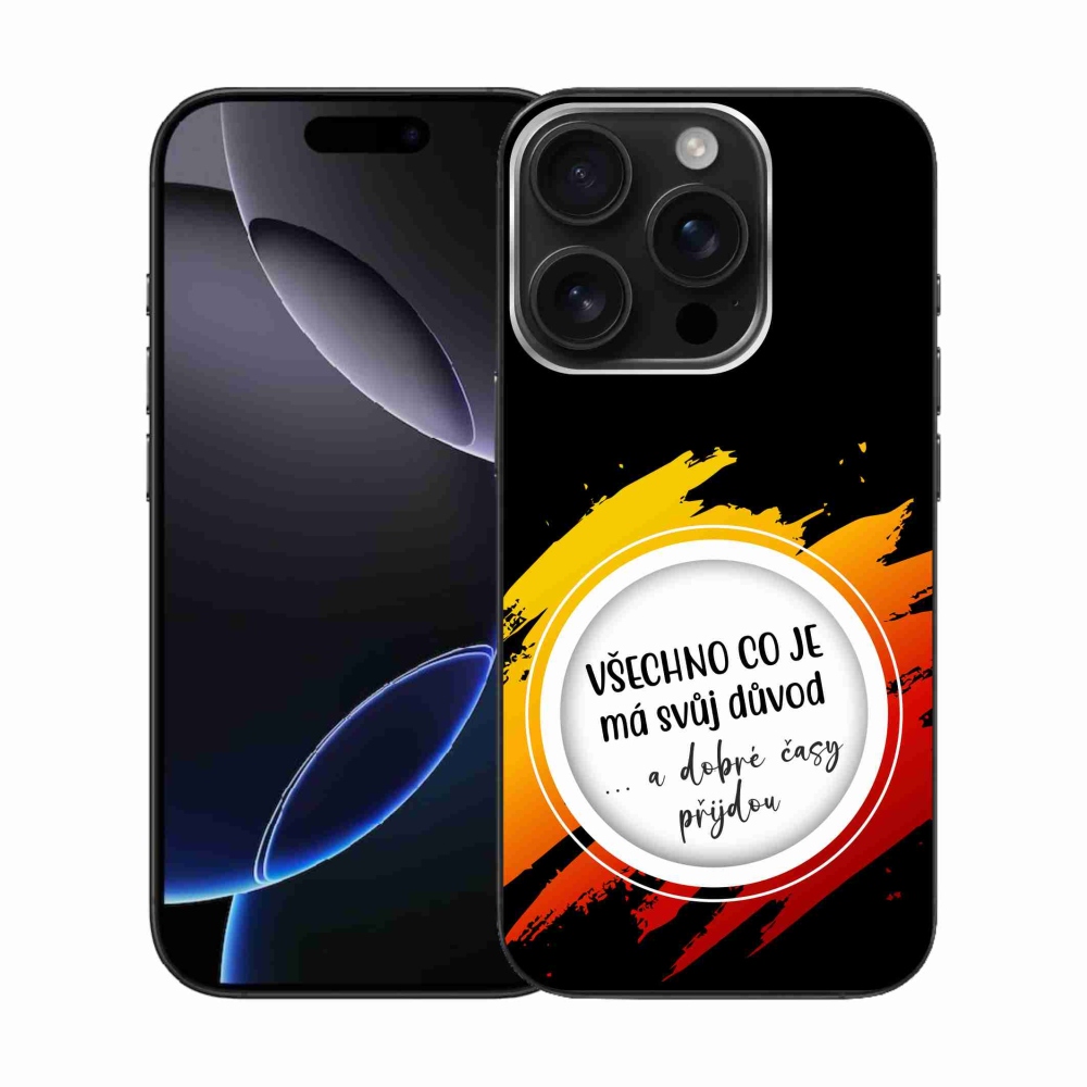 Gélový kryt mmCase na iPhone 16 Pro - citát 3 čierne pozadie