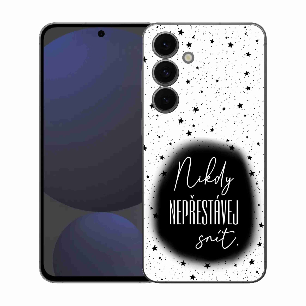 Gélový kryt mmCase na Samsung Galaxy S25 FE - citát 1 čiernobiele pozadie