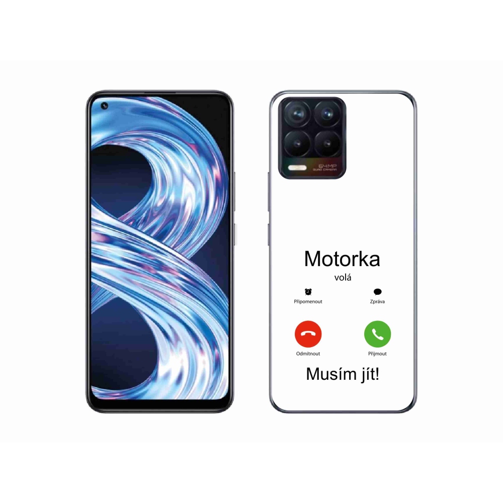 Gélový kryt mmCase na Realme 8 4G - motorka volá biele pozadie