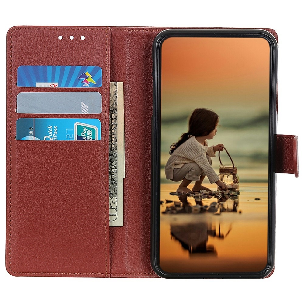 Litchie knižkové púzdro na Xiaomi Redmi 15C 4G/5G (173mm) - hnedé