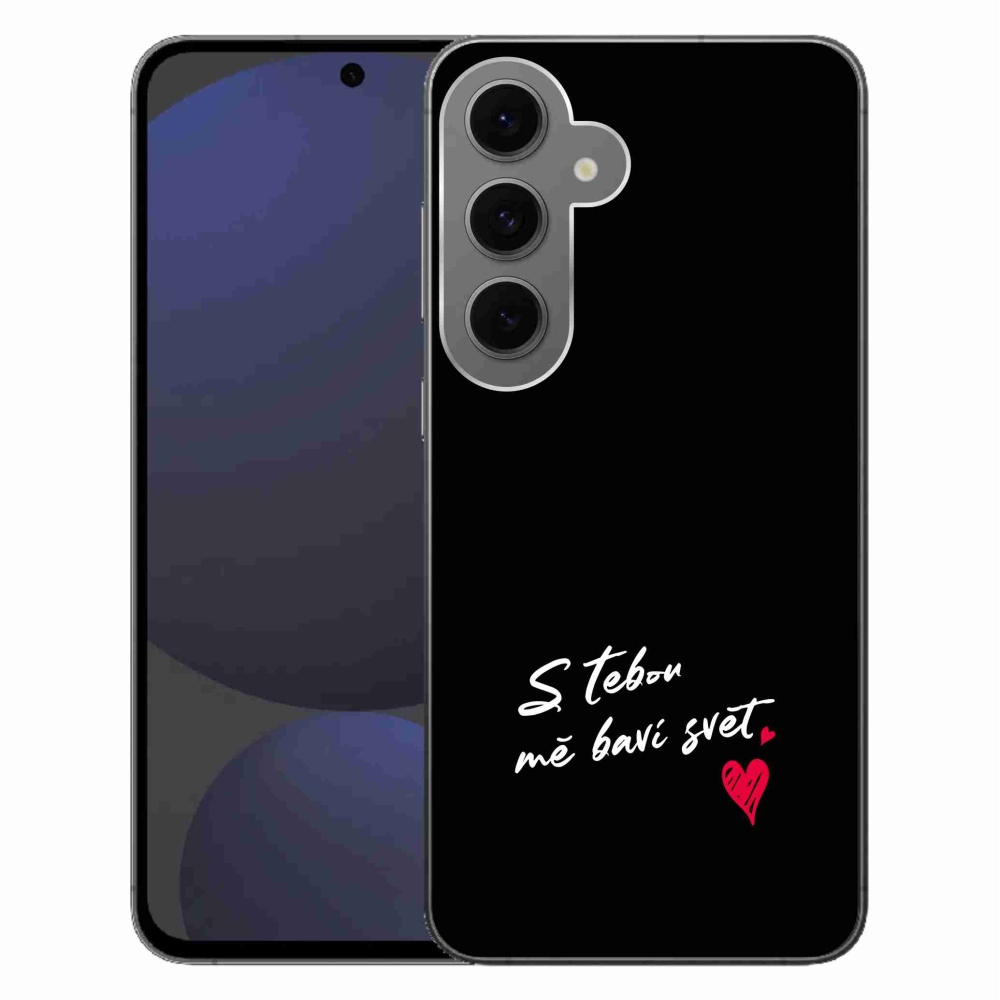 Gélový kryt mmCase na Samsung Galaxy S24 FE - zamilovaný text 1 čierne pozadie
