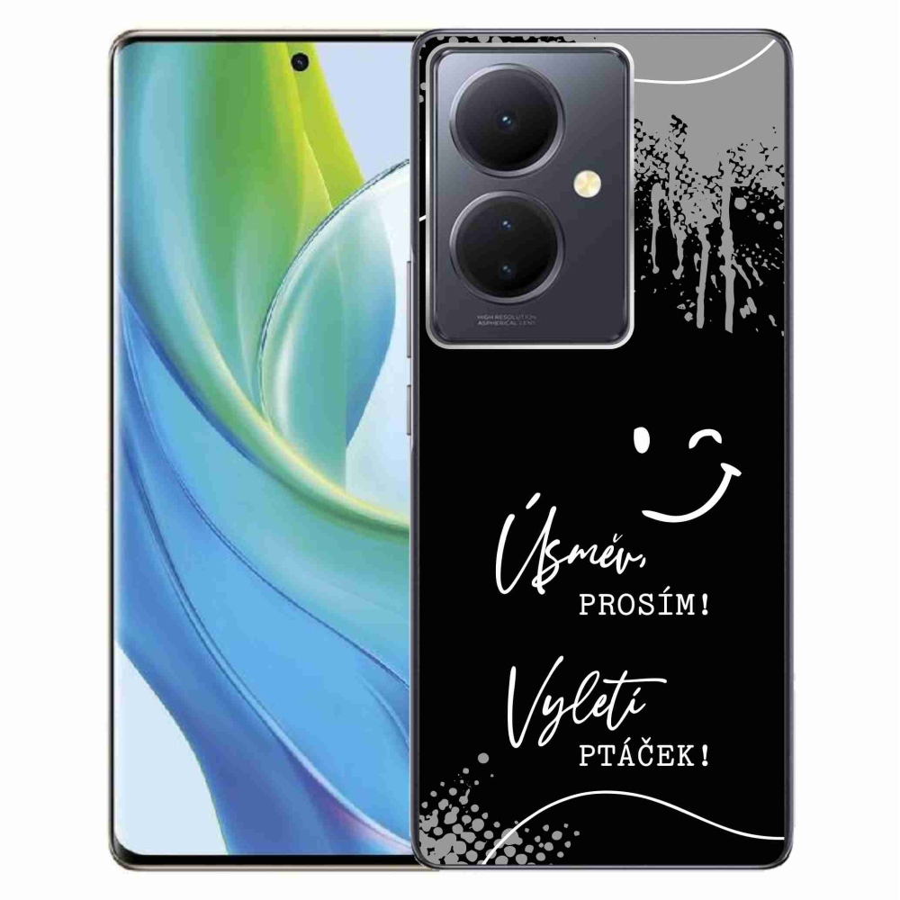 Gélový kryt mmCase na Vivo V29 Lite 5G - vtipný text 4 čierne pozadie
