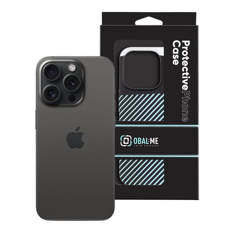 OBAL:ME Flossy Stripes Kryt pre Apple iPhone 15 Pro Black/Sky Blue