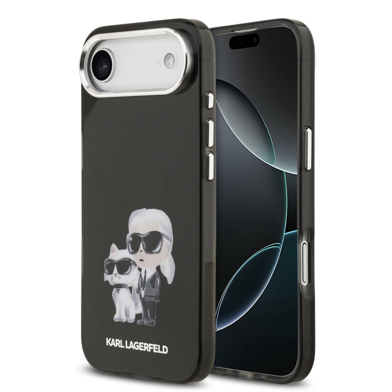 Karl Lagerfeld IML Aquarelle Karl and Choupette Zadný kryt pre iPhone Air Black