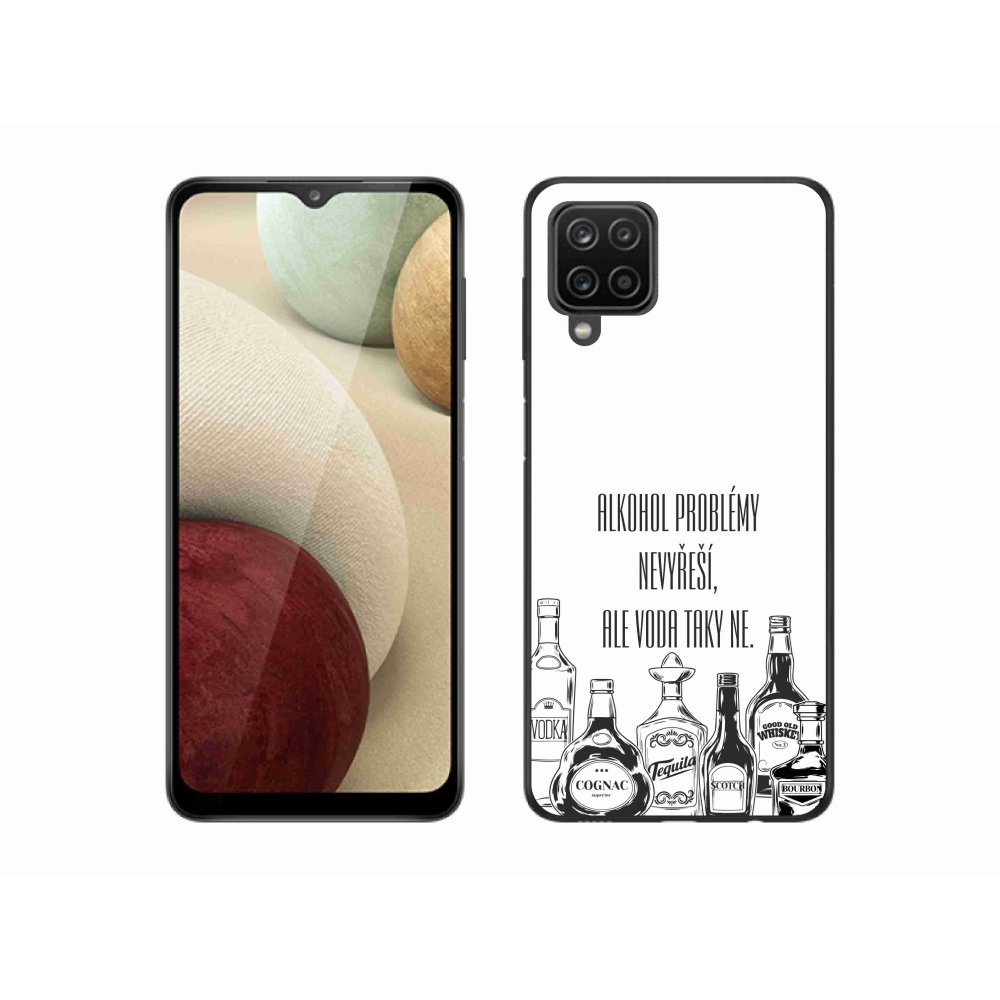 Gélový kryt mmCase na Samsung Galaxy A12 - vtipný text biele pozadie