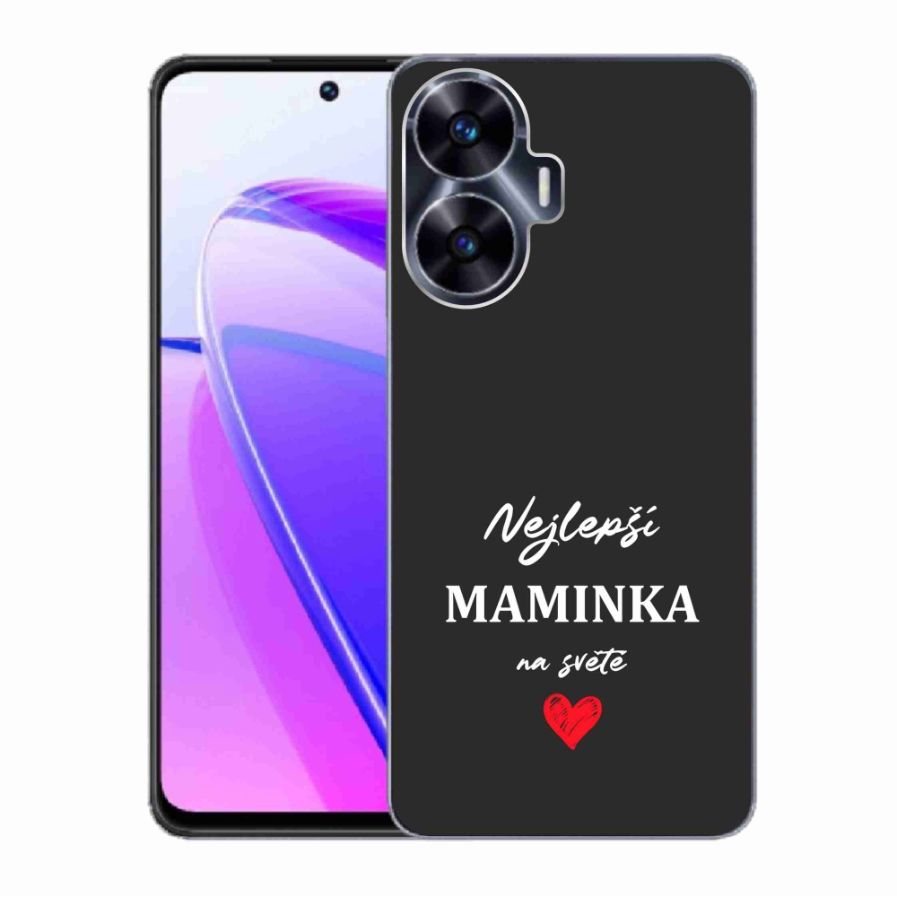Gélový kryt mmCase na Realme C55 - najlepšia mamička 1 čierne pozadie