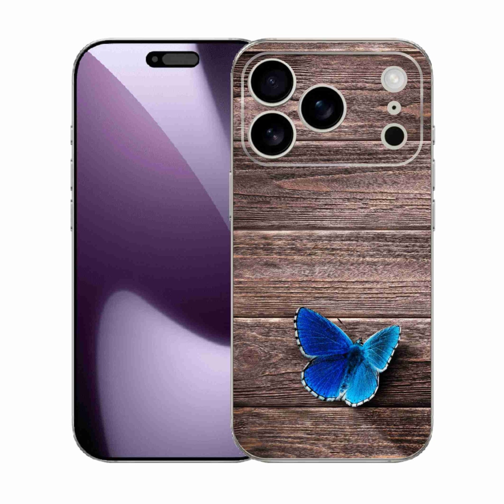 Gélový kryt mmCase na iPhone 17 Pro - modrý motýľ 1