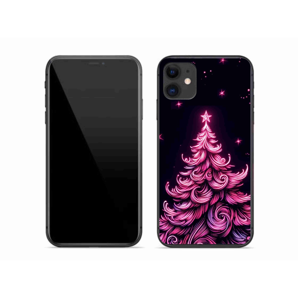 Gélový kryt mmCase na iPhone 11 - neónový vianočný stromček 2