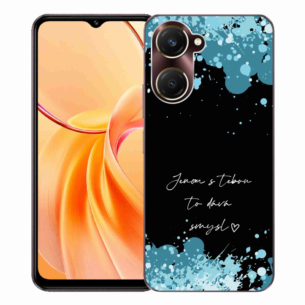 Gélový kryt mmCase na Vivo Y28s 5G - zamilovaný text čierne pozadie