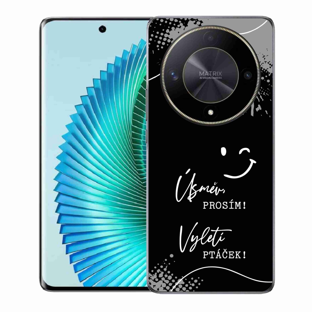 Gélový kryt mmCase na Honor Magic 6 Lite 5G - vtipný text 4 čierne pozadie