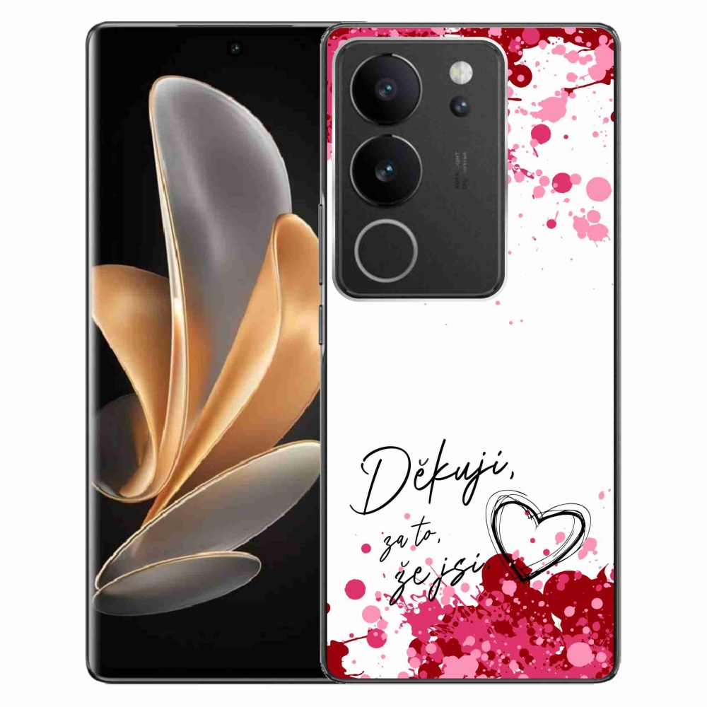 Gélový kryt mmCase na Vivo V29 5G - zamilovaný text 2 biele pozadie