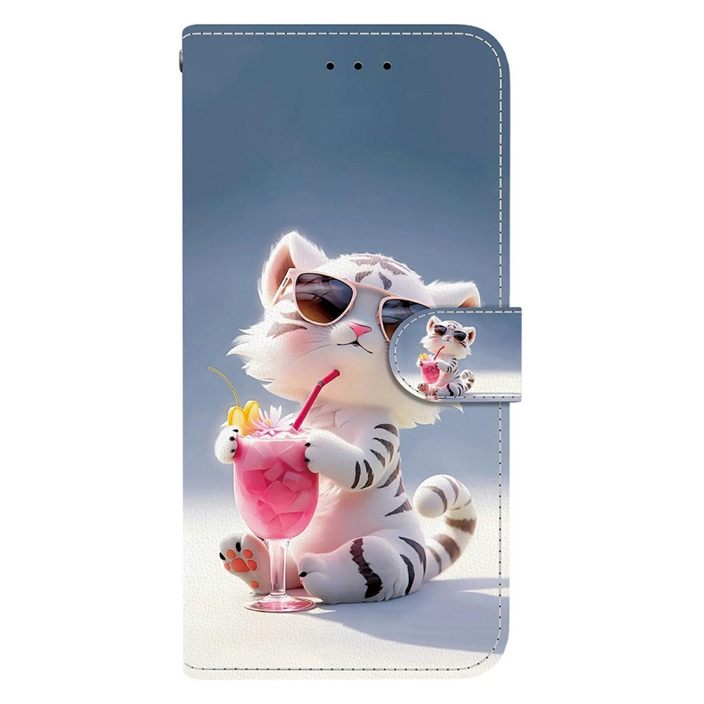 Versatile knižkové púzdro na Xiaomi Redmi 15 4G (171mm) - biely tigrík