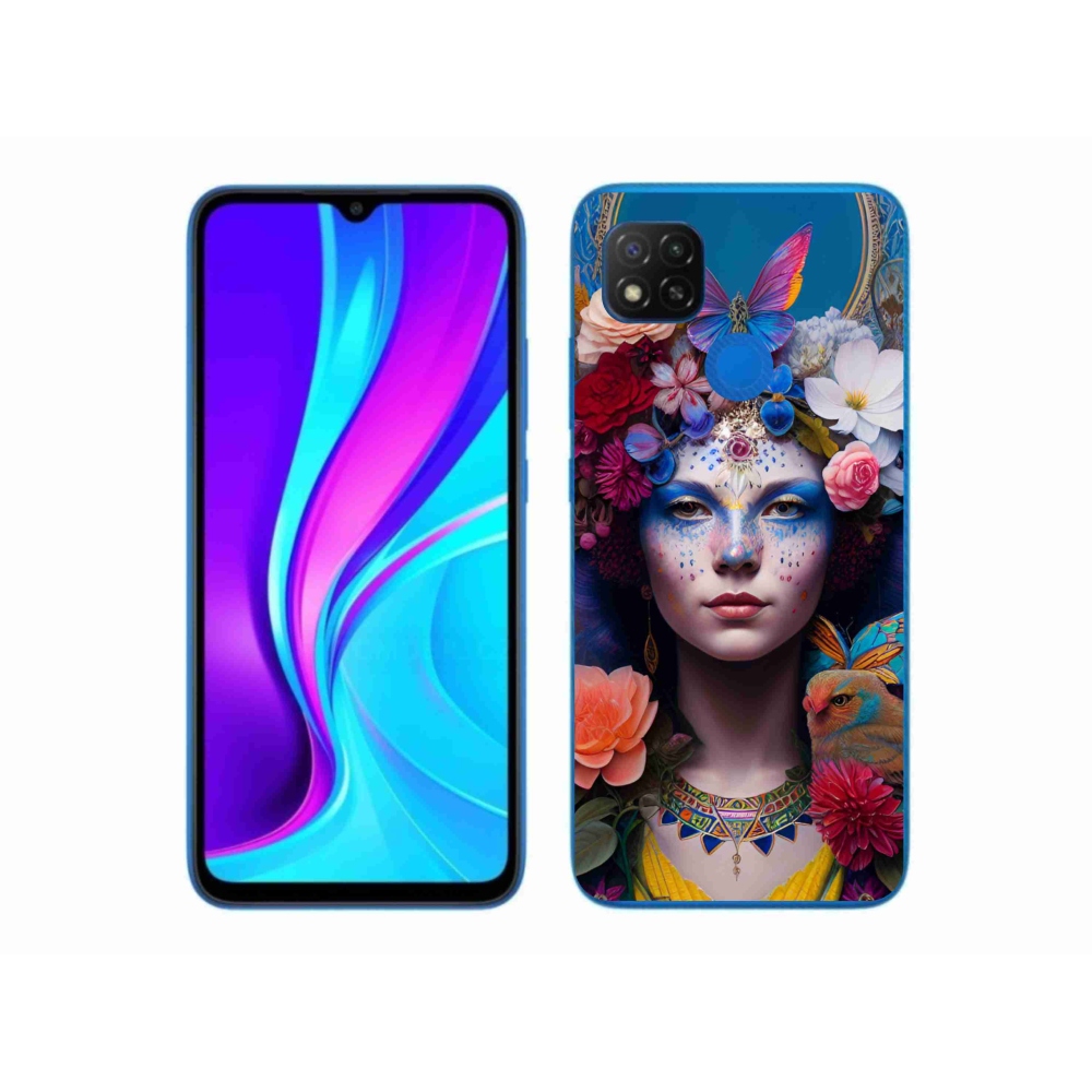 Gelový kryt mmCase na Xiaomi Redmi 9C - žena s květinami