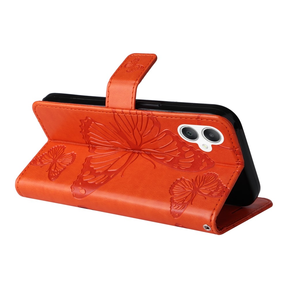 Big Butterfly knižkové púzdro na Samsung Galaxy A06 4G - oranžové