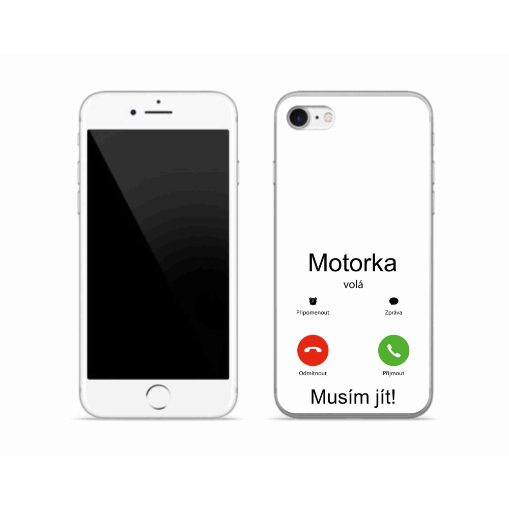 Gélový kryt mmCase na iPhone SE (2022) - motorka volá biele pozadie