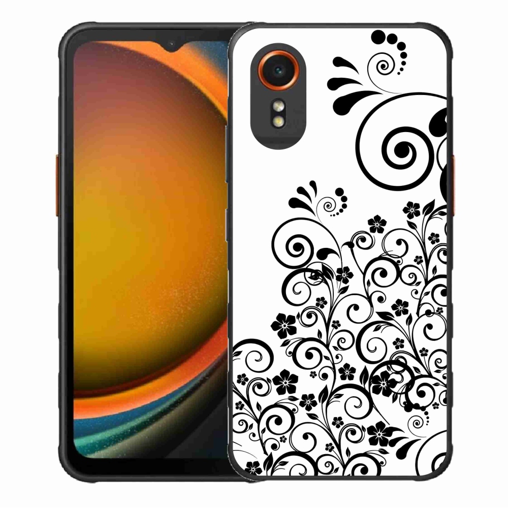 Gélový kryt mmCase na Samsung Galaxy Xcover 7 - čiernobiele kvetinové vzory