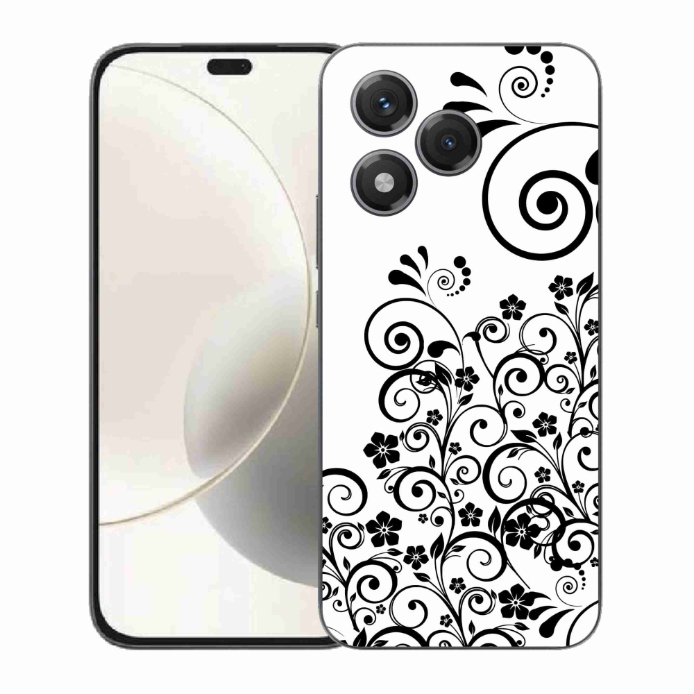 Gélový kryt mmCase na Honor 400 Lite - čiernobiele kvetinové vzory