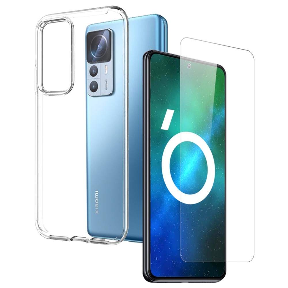 NORTHJO priehľadný gélový obal + tvrdené sklo na Xiaomi 12T Pro - priehľadný