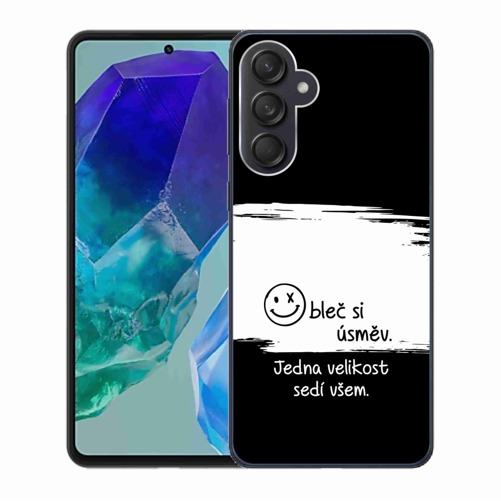 Gélový kryt mmCase na Samsung Galaxy M55 5G - vtipný text 8 bieločierne pozadie