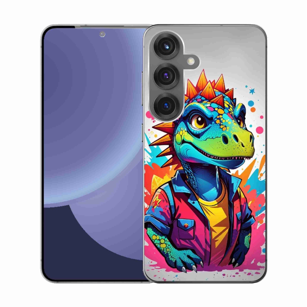 Gélový kryt mmCase na Samsung Galaxy S25 - farebný dinosaurus