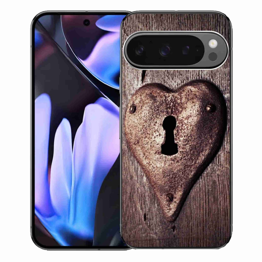 Gélový kryt mmCase na Google Pixel 9 Pro XL - zámok v tvare srdca