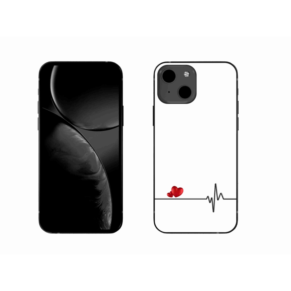 Gélový kryt mmCase na iPhone 13 6.1 - srdce a tep biele pozadie