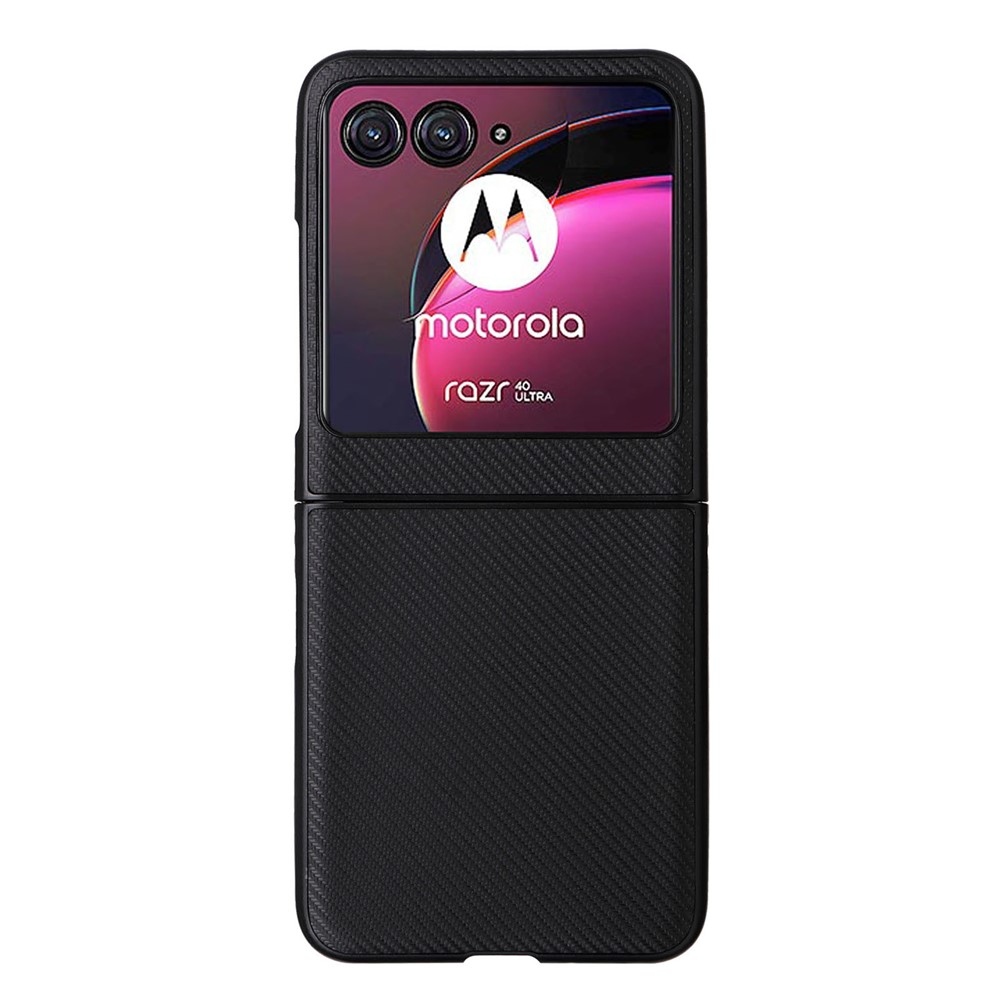 Textúry plastový kryt s umelou kožou na Motorola Razr 40 Ultra 5G - čierny