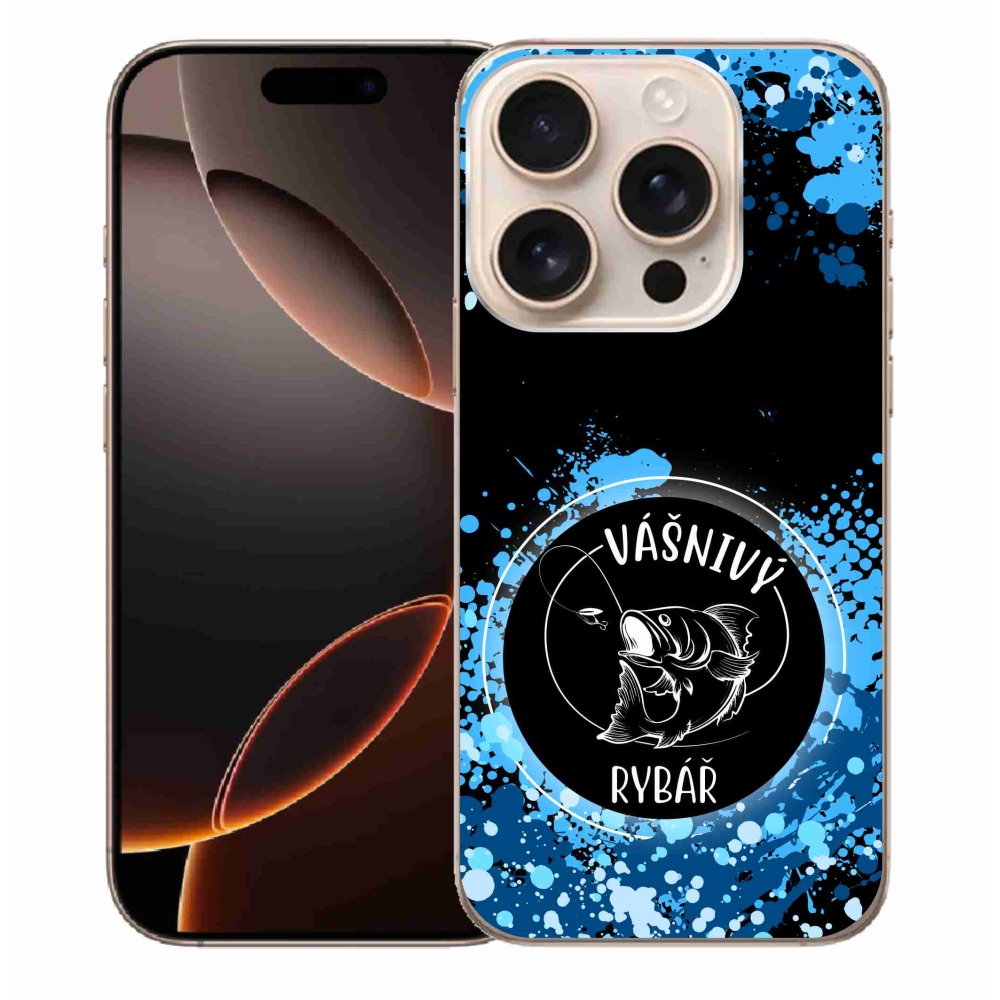 Gélový kryt mmCase na iPhone 16 Pro Max - vášnivý rybár čierne pozadie