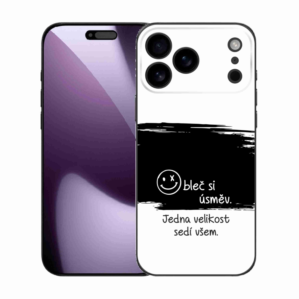 Gélový kryt mmCase na iPhone 17 Pro Max - vtipný text 8 čiernobiele pozadie