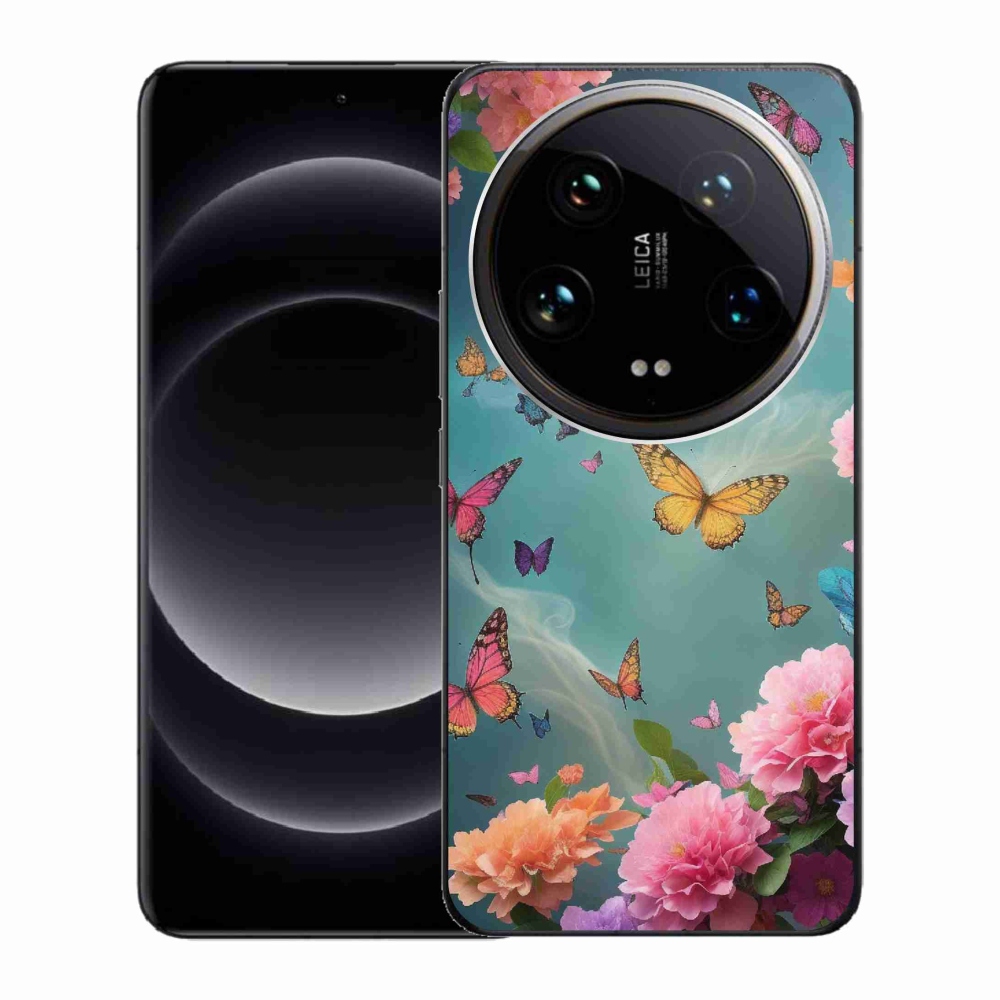 Gélový kryt mmCase na Xiaomi 14 Ultra - farebné kvety a motýle