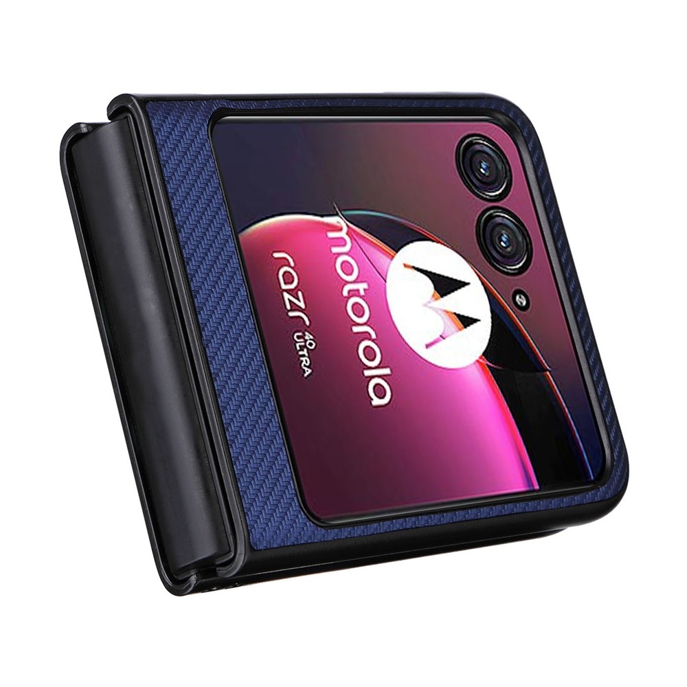 Textúry plastový kryt s umelou kožou na Motorola Razr 40 Ultra 5G - modrý