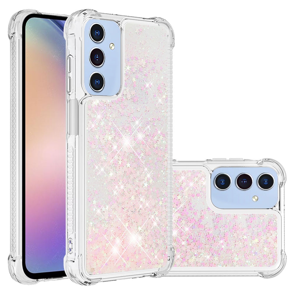Glitter presýpacie gélový obal na Samsung Galaxy A17 5G - ružový/hviezdičky