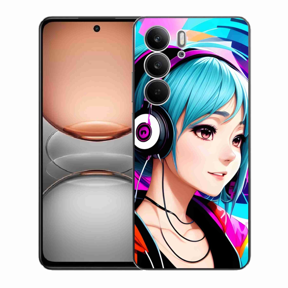 Gélový kryt mmCase na Realme C75 - dievča so slúchadlami
