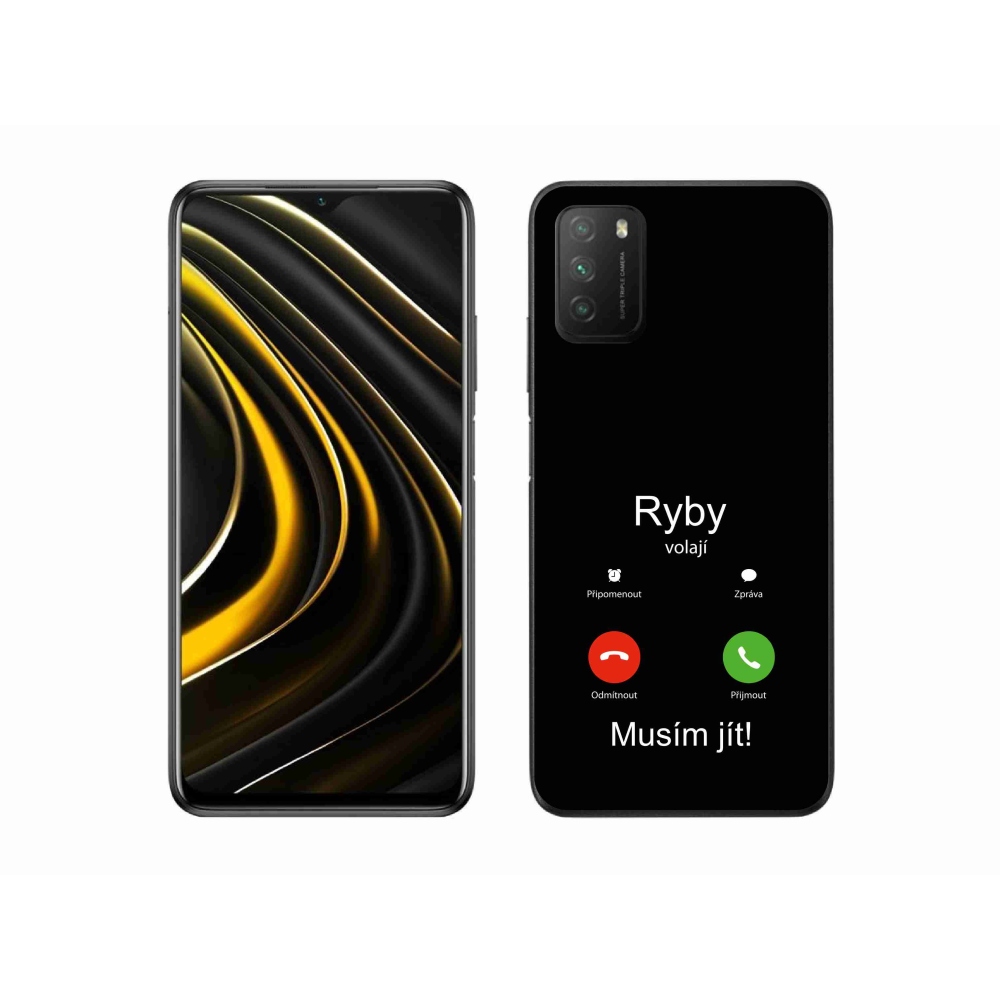 Gélový kryt mmCase na Xiaomi Poco M3 - ryby volajú čierne pozadie
