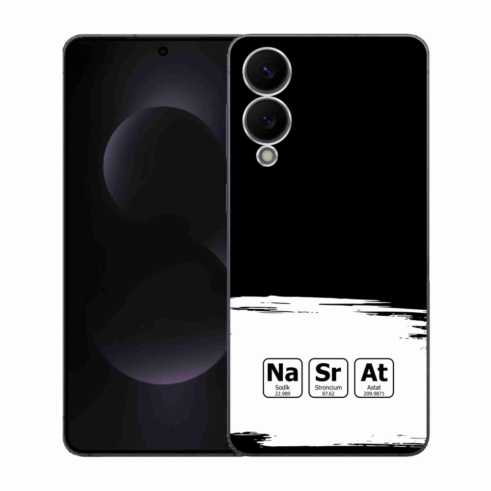 Gélový kryt mmCase na Samsung Galaxy S25 Edge - chemické prvky bieločierne pozadie