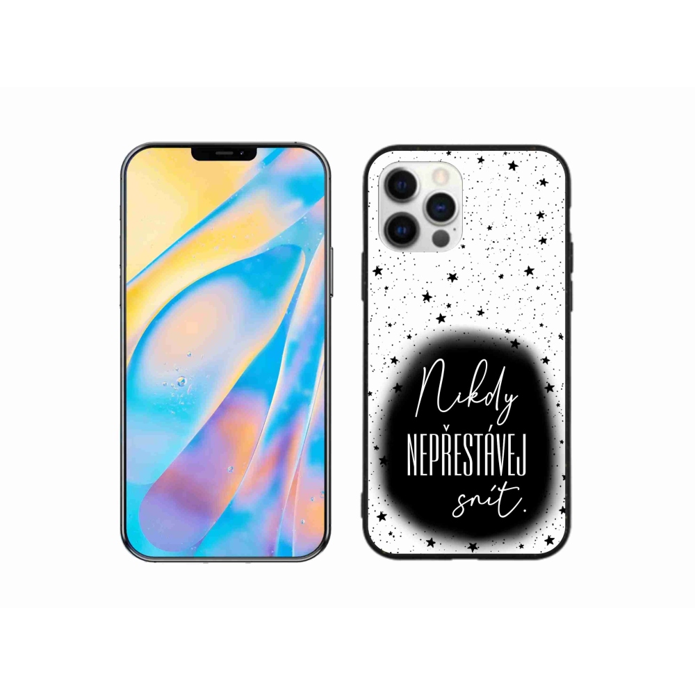 Gélový kryt mmCase na iPhone 12 - citát 1 čiernobiele pozadie