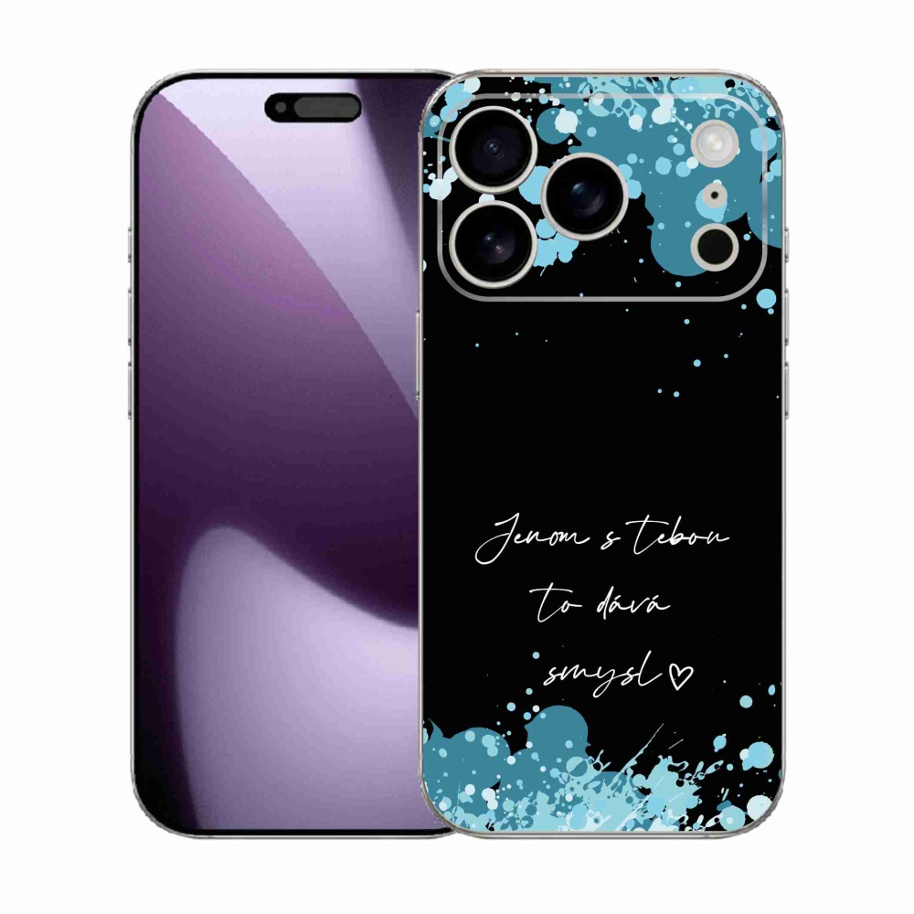 Gélový kryt mmCase na iPhone 17 Pro - zamilovaný text čierne pozadie